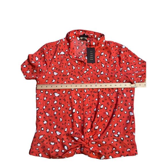 W5 Concepts Button-Up Shirt Women Size  XL Leopard Print Short Sleeve Collared - Picture 3 of 4